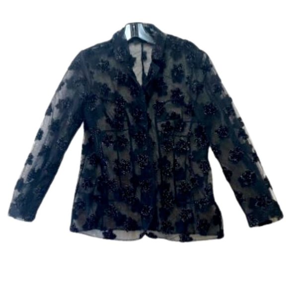 Simone Rocha Jackets & Blazers - Simone Rocha Black Tulle Floral Blouse Size 8 UK 4 US Evening Jacket Long Sleeve